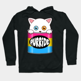 Funny White Cat Pansexual Pride Hoodie